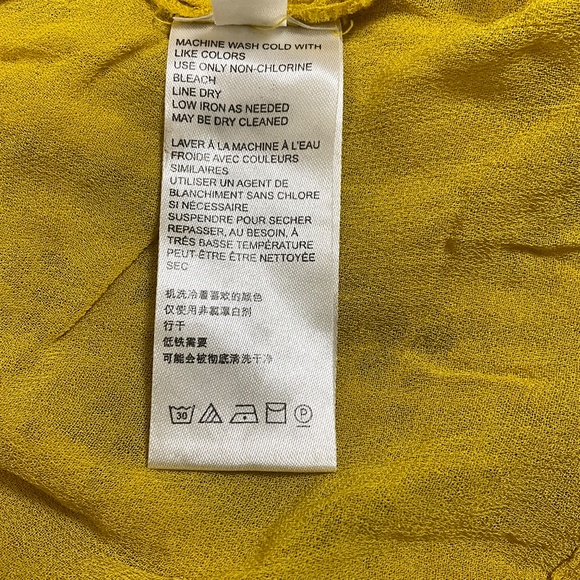 Anthropologie Yellow Lace Ruffle Blouse Women’s 14 Boho Chic Crochet Eyelet Top - Picture 7 of 12